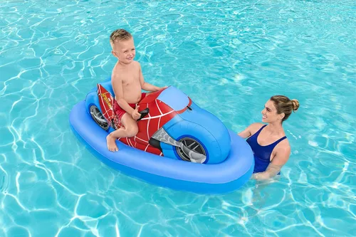 Vista 13 de Bestway Spider-Man - Flotador de piscina para motocicleta, 66.9 x 33.1 in