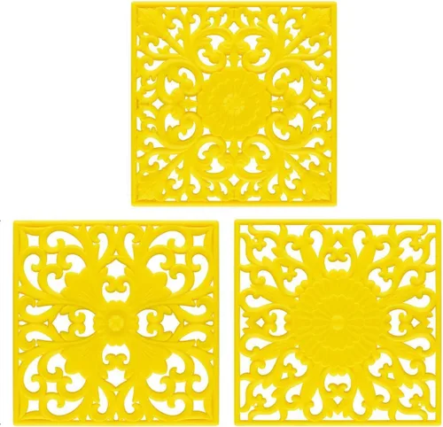 Vista 12 de Salvamanteles de silicona para platos calientes, ollas y sartenes, tapete de salvamanteles tallado multiusos, tapetes de silicona aislados