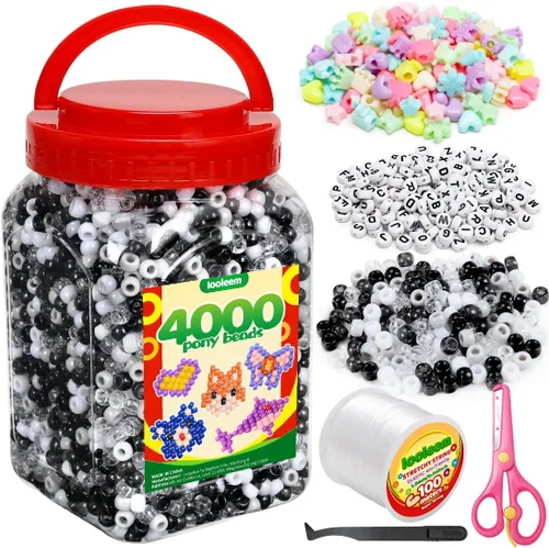 Vista 18 de IOOLEEM Cuentas de poni multicolor a granel, kit de 4000 piezas para pulseras de amistad y fabricación de joyas, fácil almacenamiento 11 Multicolor