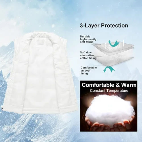 Vista 4 de Chrisuno Chalecos de invierno para mujer, ropa de abrigo ligera y acolchada