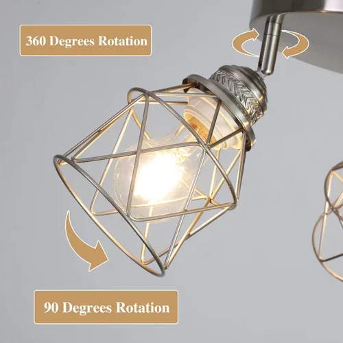 Vista 2 de Accesorios de iluminación de cocina - Lámpara de techo de 3 luces multidireccional con base E26, montaje empotrado ajustable para cocina de granja