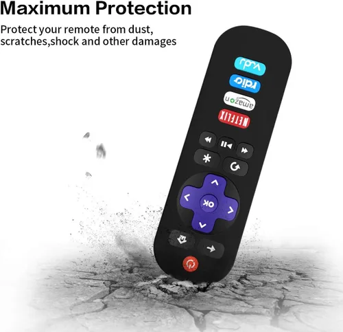 Vista 4 de Paquete de 2 fundas de silicona para control remoto TCL Roku TV RC280, repuesto universal, ligera, a prueba de golpes, TCL Roku TV, con cordón Negro