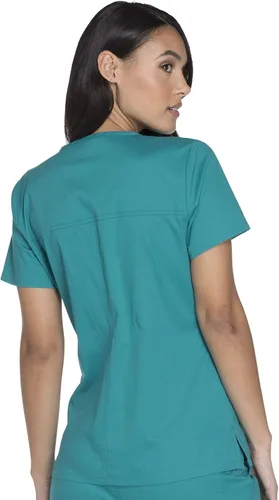 Vista 5 de Ropa quirúrgica para mujer WW630 - Camiseta elástica con cuello en V, sarga cepillada suave WW630