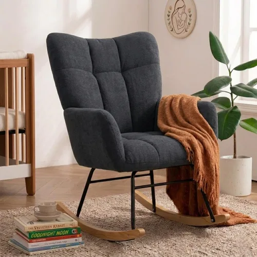 Vista 7 de Silla Mecedora para Guardería, Mecedoras para Guardería, Silla Mecedora para Bebé, Mecedora Deslizante, Diseño de Seguridad Anti-Volcado, Capacidad