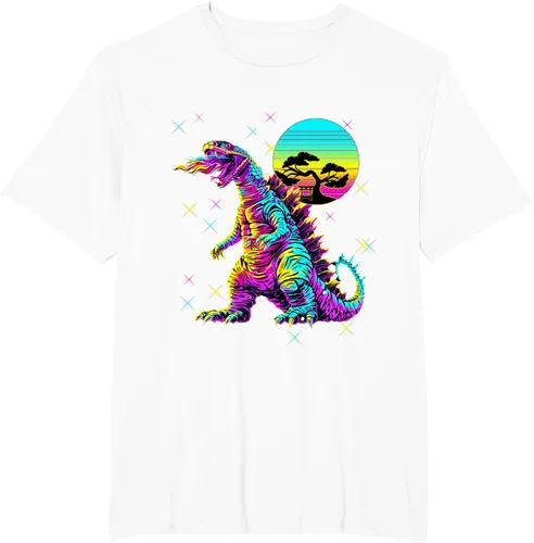 Vista 10 de Cool Streetwear synthwave 80s 90s retro anime snakezilla camiseta, Negro