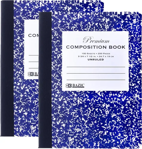 Vista 11 de BAZIC PRODUCTS Libro de composición sin rayas, 100 hojas, 9.75 x 7.5 pulgadas 100 unruled sheets (200 pages); sewn binding; 9.75 x 7.5 in Mármol