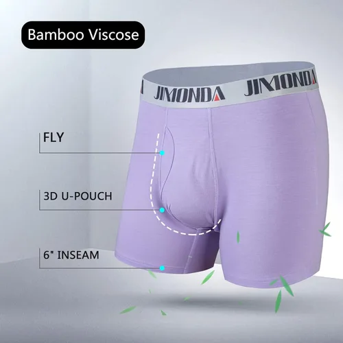 Vista 2 de Jimonda Paquete de ropa interior suave para hombre, transpirable, rayón de bambú y fibra de cobre, bragueta frontal con bolsa