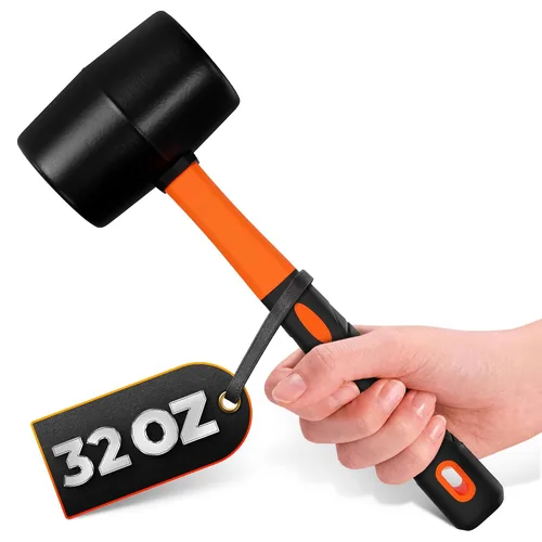 Vista 16 de Rubber Mallet Hammer 8 Oz, Soft Face Non-Marring Head (Orange)