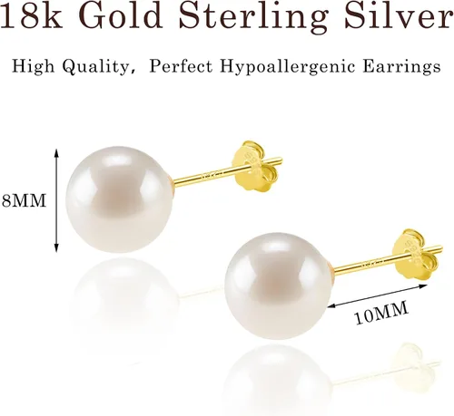 Vista 9 de SmileBelle Aretes tipo dormilona para mujer, de plata de ley de 18 quilates, con turquesa, como regalo de cumpleaños, aretes de cristal de perlas