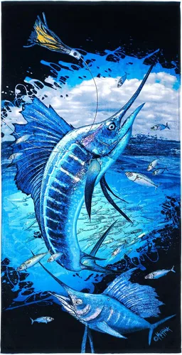 Vista 4 de Beachland Toalla de playa Dolphin Fish de 30 x 60 pulgadas, Mahi-Mahi, 100% algodón (1 toalla de 30 x 60 pulgadas, pez delfín)