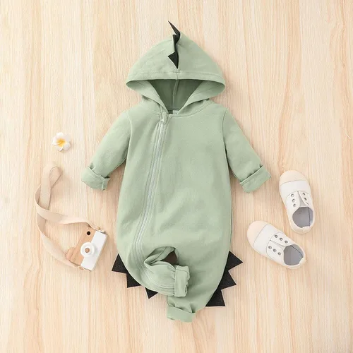 Vista 12 de Mameluco con capucha para recién nacidos, niños y niñas, diseño de dinosaurio de dibujos animados para Halloween