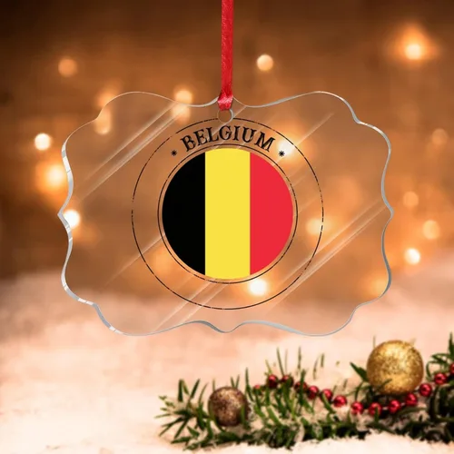 Vista 14 de Bandera de Bélgica, adornos de decoración para árbol de Navidad, bandera nacional, decoración para árbol de Navidad, colgante colgante, adornos