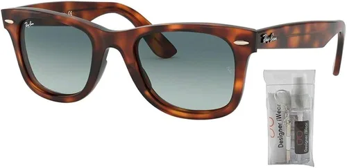 Vista 2 de Ray-Ban RB4340 WAYFARER - Gafas de sol para hombres y mujeres + paquete con kit de cuidado de gafas de cortesía de diseñador iWear, Rojo HavanaAzul