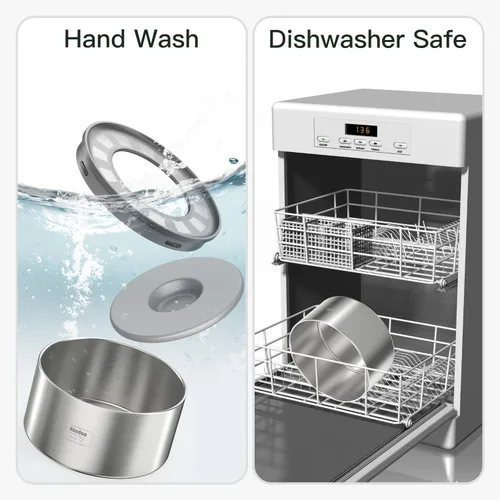 Vista 8 de Cuenco de agua antiderrames para perros, de acero inoxidable de doble pared con tapa a prueba de salpicaduras y disco flotante, base antideslizante