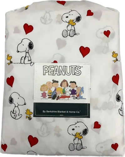 Vista 7 de Berkshire Blanket Peanuts - Juego de sábanas para el día de San Valentín (gris - siesta con corazones, matrimonial)