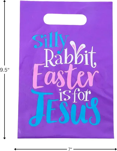 Vista 2 de Fun Express 7 "x 9 1/2" a granel pequeño conejo tonto Pascua es para Jesús bolsas de plástico golosinas, 50 piezas