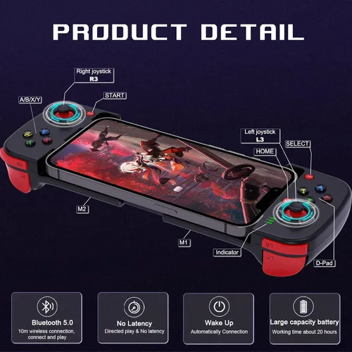 Vista 7 de Megadream Controlador de juego móvil Gamepad para iPhone iOS Android PC funciona con iPhone 161514131211, iPad, Samsung Galaxy, TCL, tableta, Call