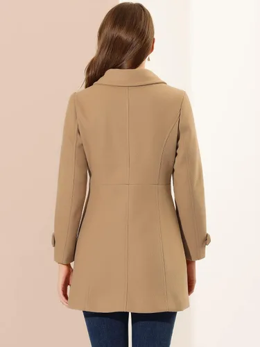 Vista 5 de Allegra K Abrigo largo con botones y cuello Peter Pan para mujer