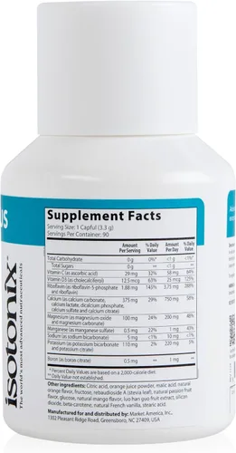 Vista 8 de Isotonix Calcium Plus de Market America proporciona al cuerpo una mezcla óptima de calcio, vitamina D3, magnesio, vitamina C y boro en una solución