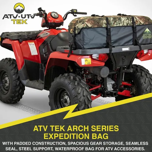 Vista 2 de ATV TEK Arch Series Bolsa de expedición para caza y pesca, bolsa de carga para la parte trasera de ATV/UTV - Kings Mountain Shadow Camo