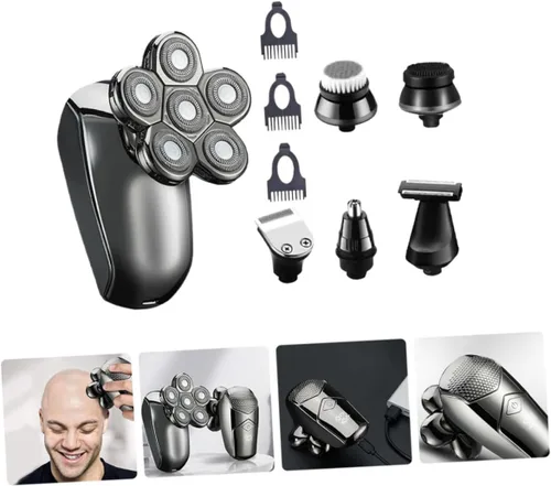 Vista 8 de Beaupretty Afeitadora eléctrica recargable para hombre, 6 cabezales para recortadora de pelo, afeitadora de barba