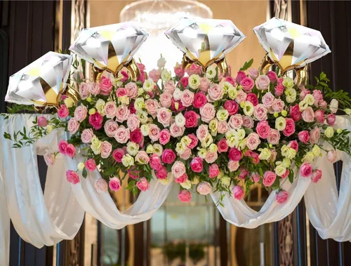 Vista 6 de 2 globos de aluminio con anillo de diamantes, suministros para bodas, despedidas de soltera, matrimonios, compromisos
