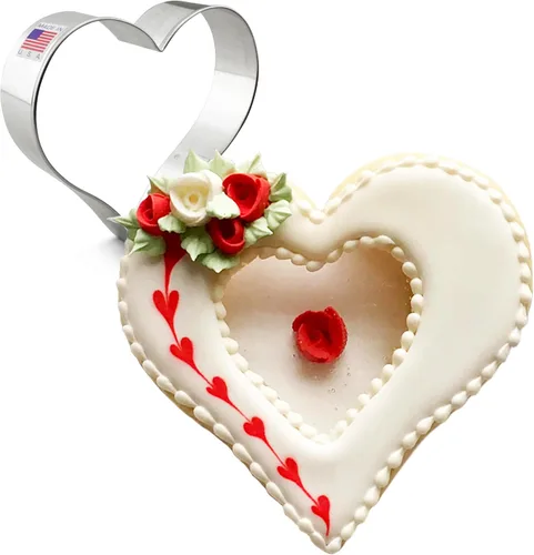 Vista 2 de Cortador de galletas de corazón de 4 pulgadas fabricado en Estados Unidos por Ann Clark