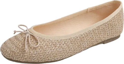 Vista 40 de FEVERSOLE Zapatos planos de ballet de patente para mujer, color macarrón colorido Beige