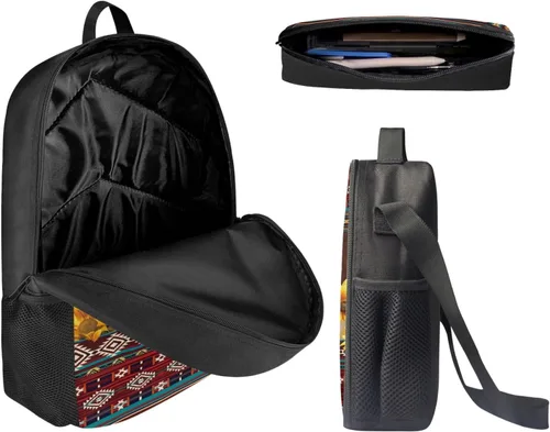Vista 97 de HUGS IDEA Juego de 3 bolsas escolares con aislamiento térmico para el almuerzo, estuche para lápices