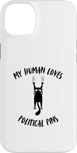 Vista 15 de iPhone 16 My Human Loves Political Pins - Cat Parent Hobby Lover Case