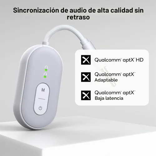 Vista 4 de Receptor transmisor Bluetooth 5.3, receptor de doble conexión, adaptador de audio auxiliar de 0.138 in con cable RCA, avión inalámbrico 2 en 1 Gris