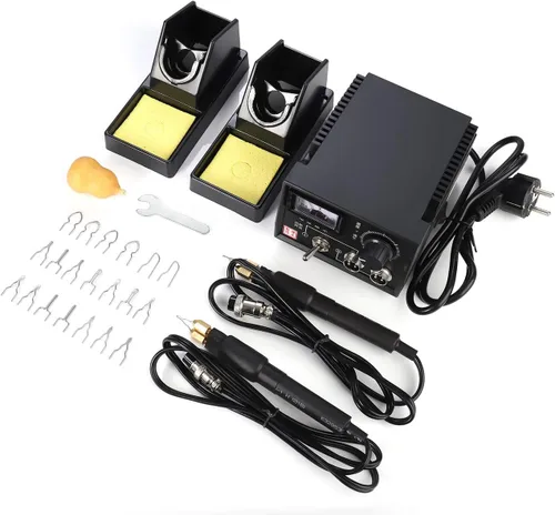 Vista 9 de TOPCHANCES Kit de herramientas para quemar madera, 110 V, 60 W, pirografía profesional, kit de combustión de madera con doble bolígrafo y puntas