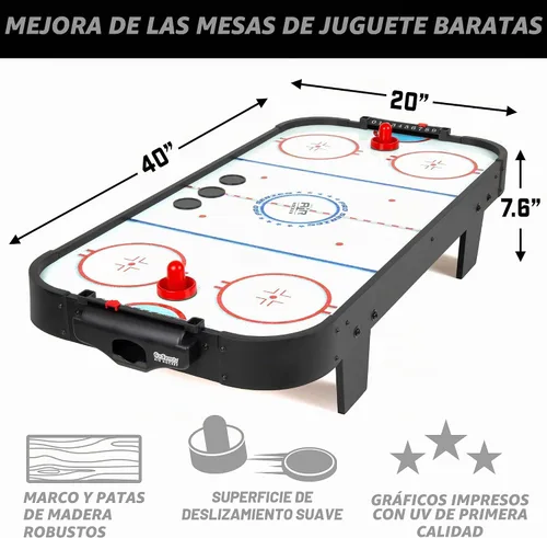 Vista 4 de GoSports Juego de hockey de aire de mesa de 40 pulgadas para niños - negro