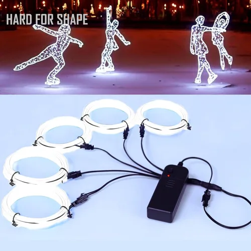 Vista 10 de Ourbest [Nueva versión dura] 5 divisores de 6.6 ft de cable EL de neón, 3 modos de permanencia/lento/rápido flash LED para decoración de fiesta