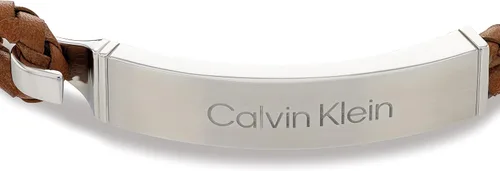 Vista 2 de Calvin Klein Men's Leather Bracelet Modern Essential with Braided Leather and Polished ID Plaque