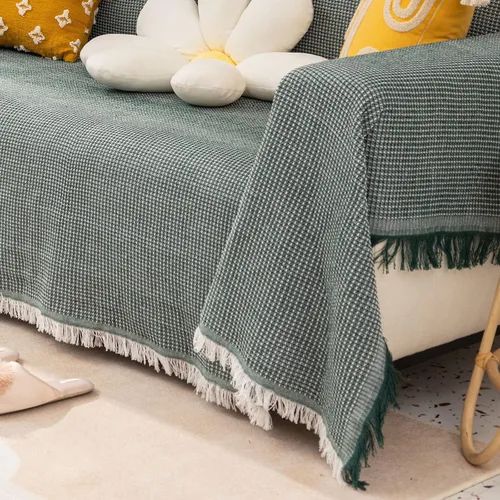 Vista 2 de MBROS YZCotton - Funda de sofá suave y moderna para sala de estar, funda protectora de muebles lavable con borla -A-90 × 35.4 in