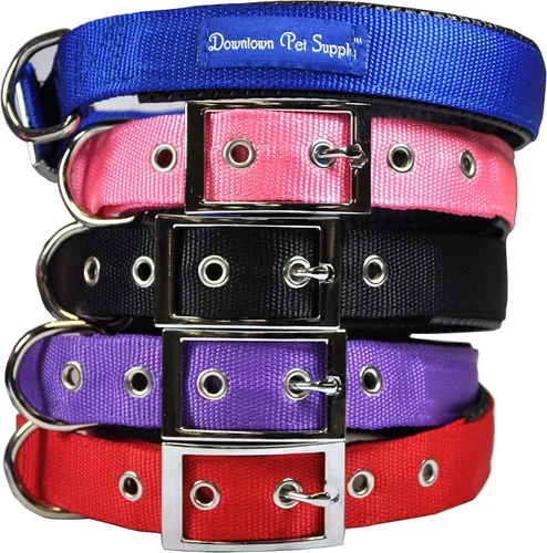 Vista 2 de Collar para perros deluxe ajustable, grueso, (azul, rojo, negro, morado, rosa, pequeño, mediano, grande o extragrande) de Downtown Pet Supply Púrpura