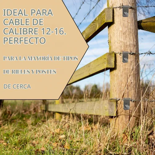 Vista 2 de Clips de Cerca de Alambre de Metal 100 Piezas Abrazaderas de Alambre Clips de Montaje de Cerca de Acero Inoxidable con 100 Piezas Tornillos de Acero