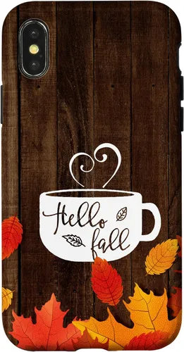 Vista 5 de Hello Fall - Taza de café para iPhone 16, diseño de hojas de otoño