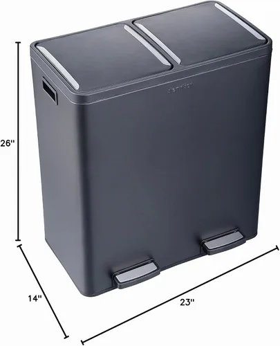 Vista 7 de Step N' Sort El bote de basura y reciclaje de capacidad extra grande de 18.5 galones, Soft-Step, con dos compartimentos y contenedores interiores