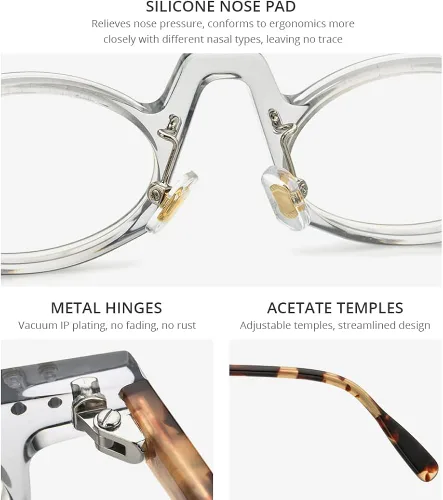 Vista 3 de HEPIDEM Marco de lentes de acetato para mujer vintage pequeño ovalado lentes ópticos para hombre
