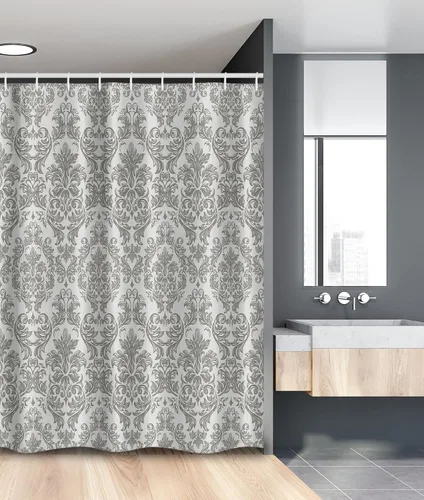 Vista 50 de Ambesonne Decor Collection, juego de cortina con ganchos para regadera Amarillo y marrón