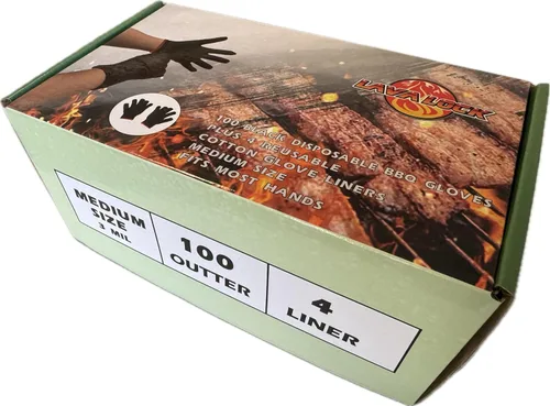 Vista 4 de LavaLock Guantes desechables de nitrilo para barbacoa con forro de algodón para cocinar al aire libre, ahumadores y competición de barbacoa