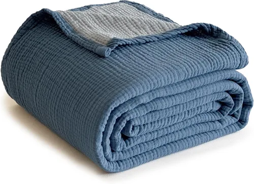 Vista 18 de Simple&Opulence - Manta de muselina 100 % algodón, transpirable ligera de 4 capas, manta suave de algodón para sofá, cama, camping, para todas