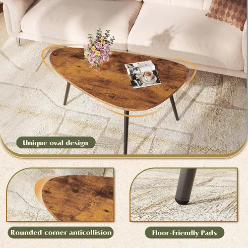 Vista 6 de WLIVE Mesas de centro ovaladas, mesa de centro moderna para sala de estar, mesa auxiliar para espacios pequeños, oficina en casa, fácil montaje