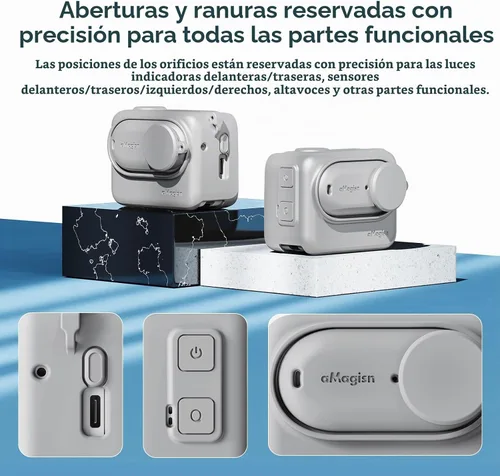Vista 5 de Funda protectora de silicona, protector de pantalla y lente para Insta360 GO 3 (negro)