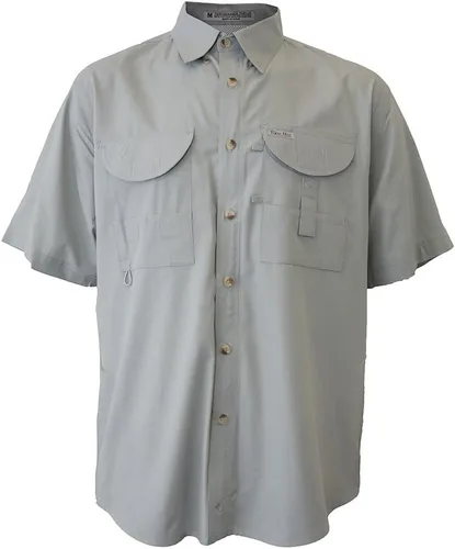Vista 12 de Camisa de manga corta con botones de pesca para hombre, transpirable, para exteriores, casual, ligera