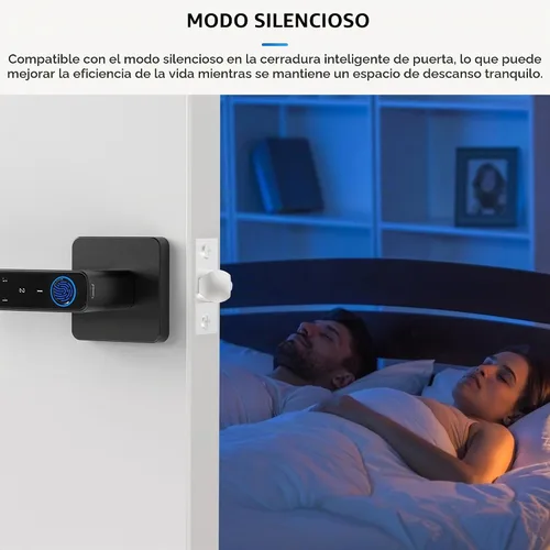 Vista 7 de Cerradura de puerta de huellas dactilares, perilla de puerta inteligente, cerradura de puerta biométrica, con aplicación/código/llave
