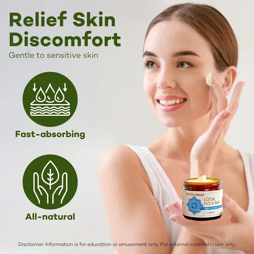 Vista 5 de Look NO X MA Crema calmante para la piel, 2 onzas, 100% orgánica, infusión de caléndula y manzanilla, crema hidratante para cuerpo y cara, hecha a