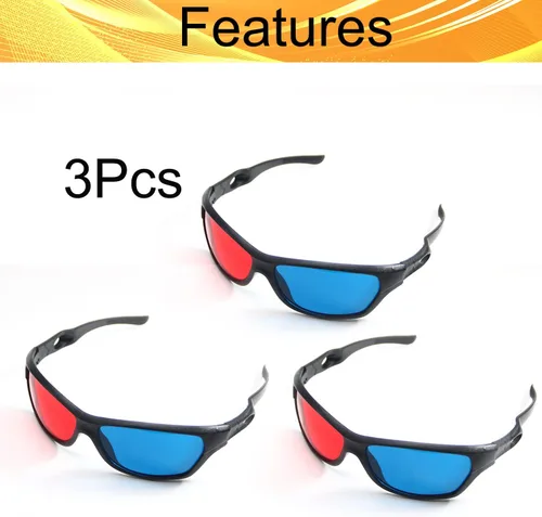 Vista 4 de Gafas ergonómicas 3D de color rojo y azul con diseño plegable para juegos de películas 3D, estilo 3D, para juegos de películas 3D